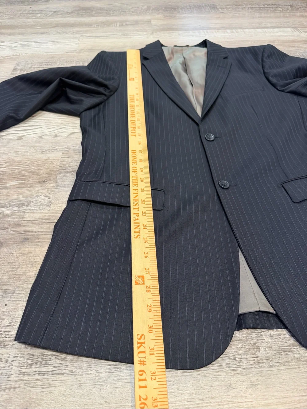Prontomoda 100% Marino Wool Men’s Navy Pinstriped Sport Suit Jacket